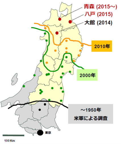 <図7>ヒトスジシマカの分布域の変化