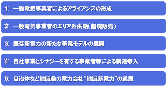 図表3 電力小売自由化に向けた業界動向の5つの視点