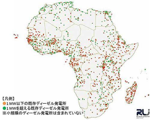 図1：1,101か所の既存独立型のディーゼル発電所