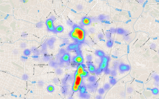 投稿の集中度を示すヒートマップ